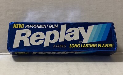 RARE Vintage 1981 REPLAY Peppermint Gum 5 Cubes by Life Savers Inc NOS-Sealed