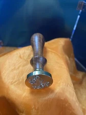 Alphabet “V” Floral Wax Seal Stamp, Wood Handle Brass Head (Bin 3)