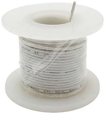 25 Feet White 24 Gauge Solid Hook-Up Wire, Tinned Copper, PVC Insulation