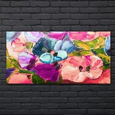 Malerei Kunst Blumen 140x70 Wandbild Druck auf Glas Glasbilder