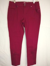 New Directions Women's Jeans 10R Magenta Skinny Stretch Embroidered Denim Pants