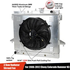 3 Row Radiator+Shroud Fan For 2006-2010 Hummer H3 H3T 09-12 GMC Canyon Colorado