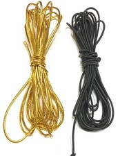2mm Beading Black and Gold Round Elastic Stretchy Cord 10Yards