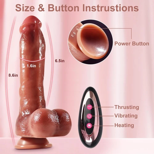 Telescopic Realistic Thrusting Dildo Vibrator Sex Toys for Women Remote Control - Picture 6 of 25