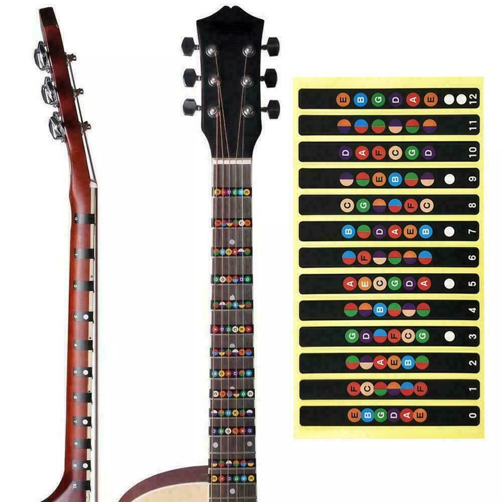 Guitar Fretboard Notes Map Labels Sticker Fingerboard String Fret Decals US