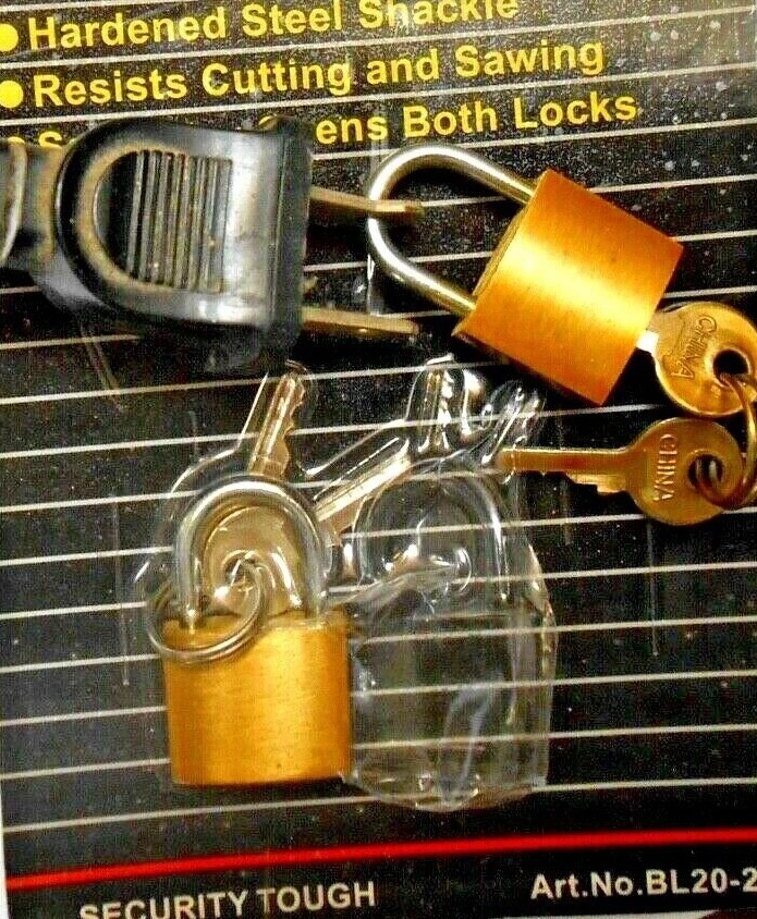 2 Small Padlocks 20 mm Mini Brass Tiny Locks Keyed alike with 4