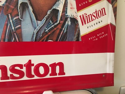 Vintage Sign 1981 Winston Cigarettes Metal Gas Station 22 x 18