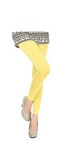 Ladies Quality Cotton Soft Stretch Plain Full Long Ankle Leggings XL Yellow