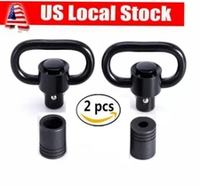 2Pack 1/1.25 inch QD Tactical Push Button Sling Swivel Loop Mount Adapter Black