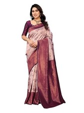 Women's Kanjivaram Soft Silk Banarasi Sarees With Blouse Piece