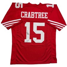 Autographed/Signed Michael Crabtree San Francisco Red Jersey Beckett BAS COA