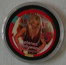BRITNEY SPEARS $5 AUTHENTIC PLANET HOLLYWOOD CASINO CHIP - CC004