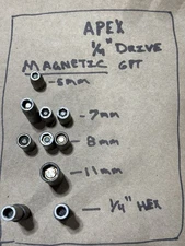 Apex Magnetic Impact Sockets  1/4" Drive 5-11mm 6pt & 1/4” Hex - 10 Pieces Total