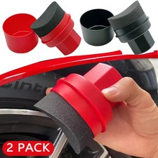 Car Wheel Polishing Waxing Curved Tire Sponge Brush With Cover Tire Clean Contou