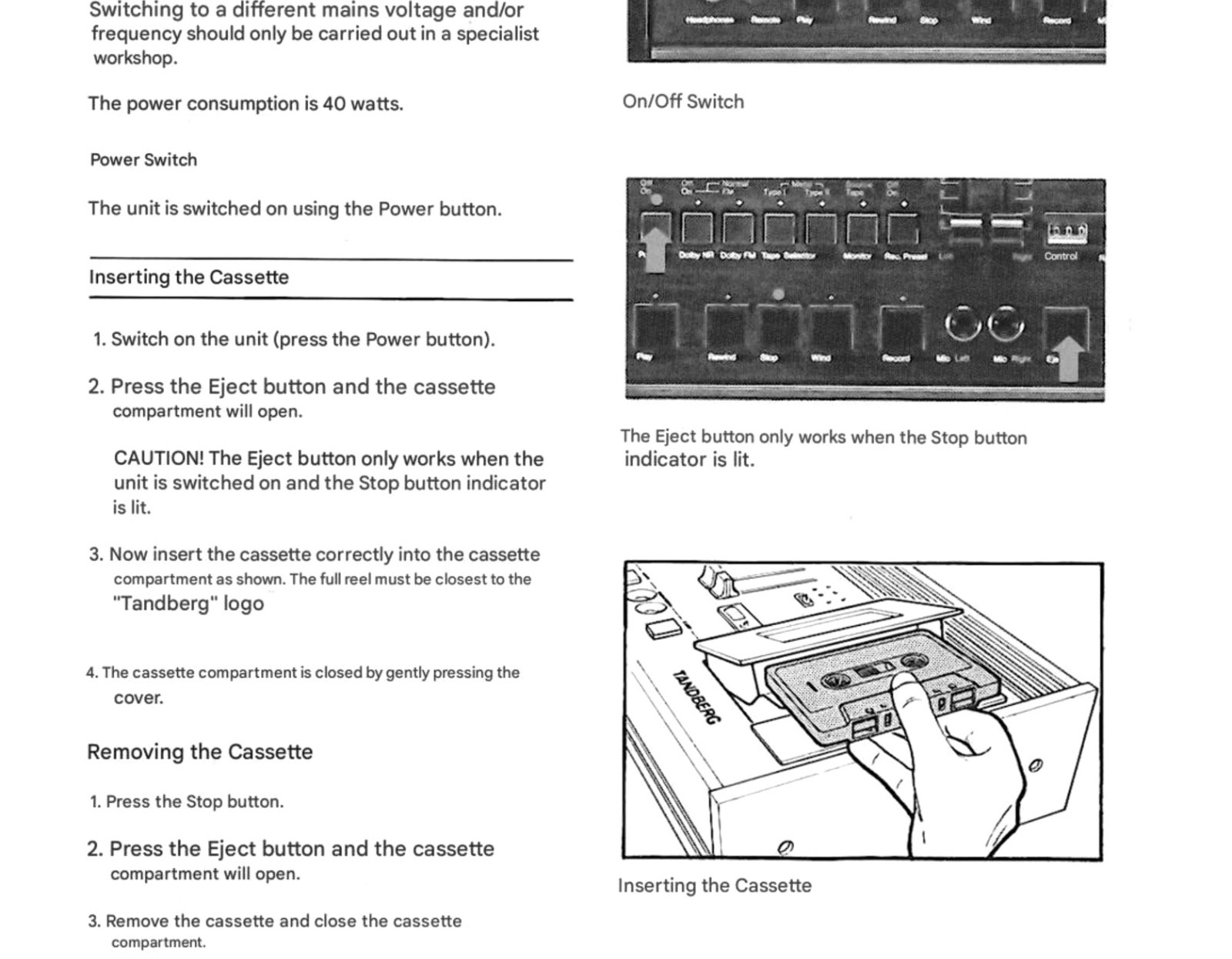 Tandberg TCD 440A USER MANUAL (Translated into English)