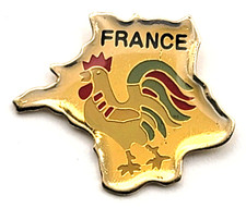 France allic Rooster Coq Gaulois National Symbol Country Map Shape Pin Souvenir