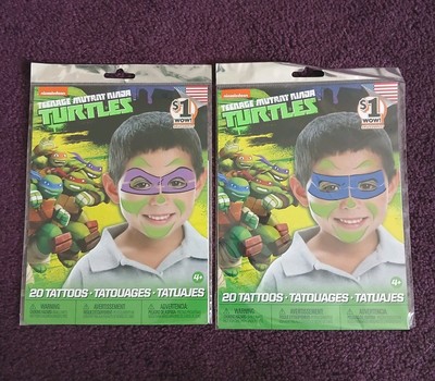 Teenage Mutant Ninja Turtles Mask Tattoos 2 Pk Leonardo & Donatello 2015 HTF
