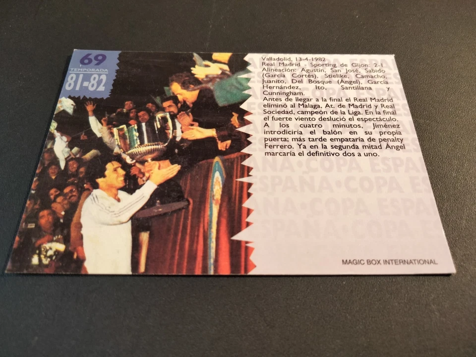 REAL MADRID ORO # 69 LA FINAL DEL VIENTO TEMPORADA 81/82 MAGIC BOX 1996 TE - Imagen 2 de 2