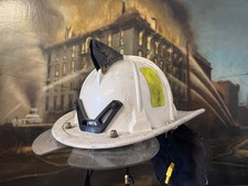 Vintage Leather Fire Helmet Front Cairns New Yorker 880 White Adjustable