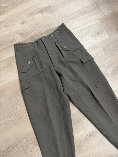 Vintage 1940’s Swedish 3 Crown Button Military Air Force Cargo Pants 34x31 WW2