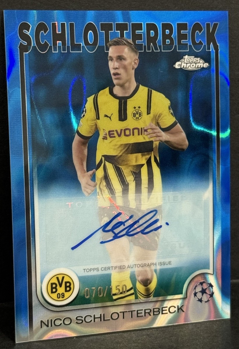 2024-25 Topps Chrome UCC Dortmund Nico Schlotterbeck Auto Blue