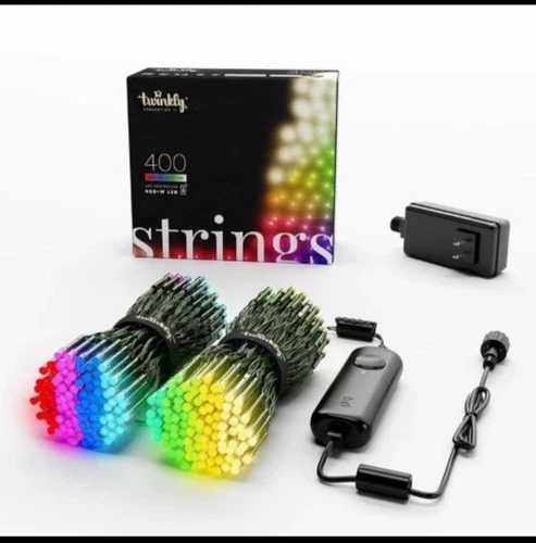 Twinkly Strings Christmas Lights, Green Cable, Multicolor, 400 RGB+W LED, 105ft