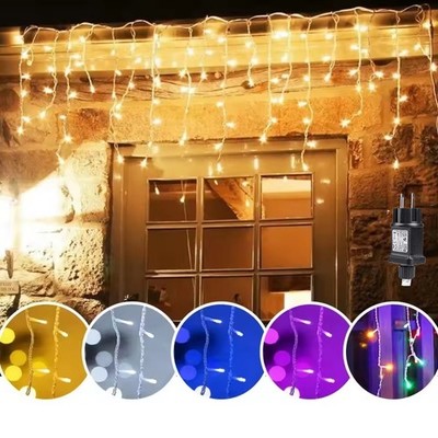 Eiszapfen LED Lichterkette SnowMotion Eisregen Schneefall Vorhang Innen Außen