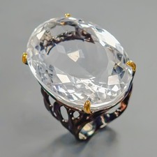 Handmade jewelry 45 ct Natural Quartz Ring 925 Sterling Silver Size 8 /R426591