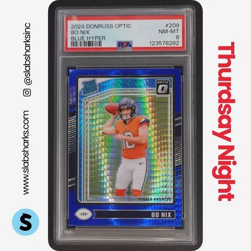 2024 PANINI DONRUSS OPTIC #209 BO NIX BLUE HYPER RATED ROOKIE RC PSA 8