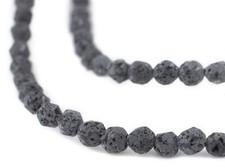 Grey Faceted Lava Beads 6mm Gemstone 15 Inch Strand