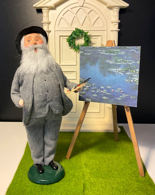 Byers Choice 2002 CLAUDE MONET French Artist Painter w/ WATER LILLIES Painting