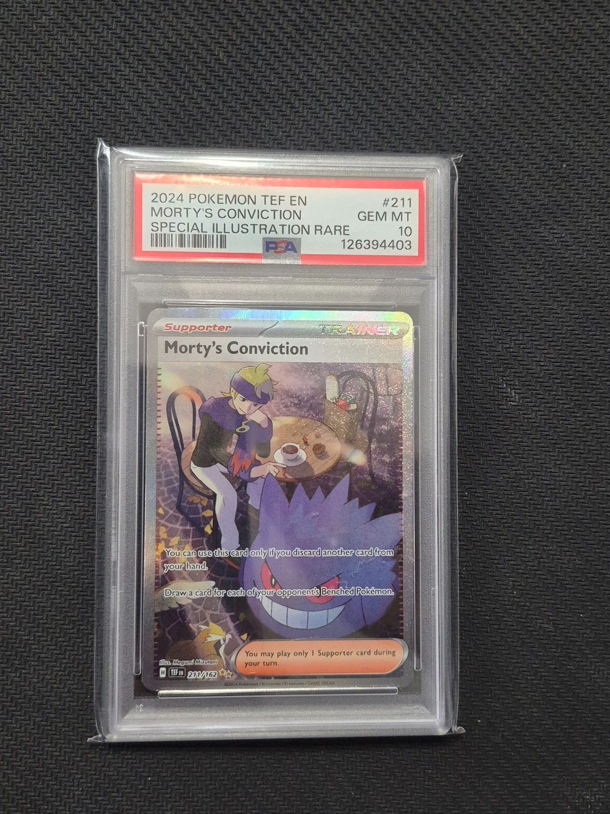 2024 POKEMON TEF EN-TEMPORAL FORCES #211 MORTY'S CONVICTION PSA 10