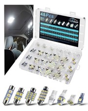 48pcs Led Interior Car Lights Kit Premium Bright White Led Bulb 194 T10 T5