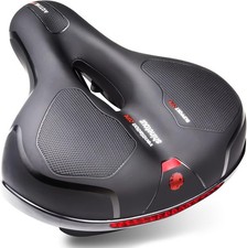 Bike Gel Saddle Bicycle Seat Double Spring Shock Absorber Rear Light for MTB