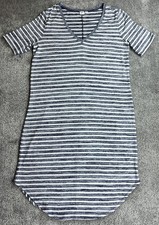 Gap T-Shirt Dress Womens Large Blue Stripe Short Sleeve V Neck Casual Jersey