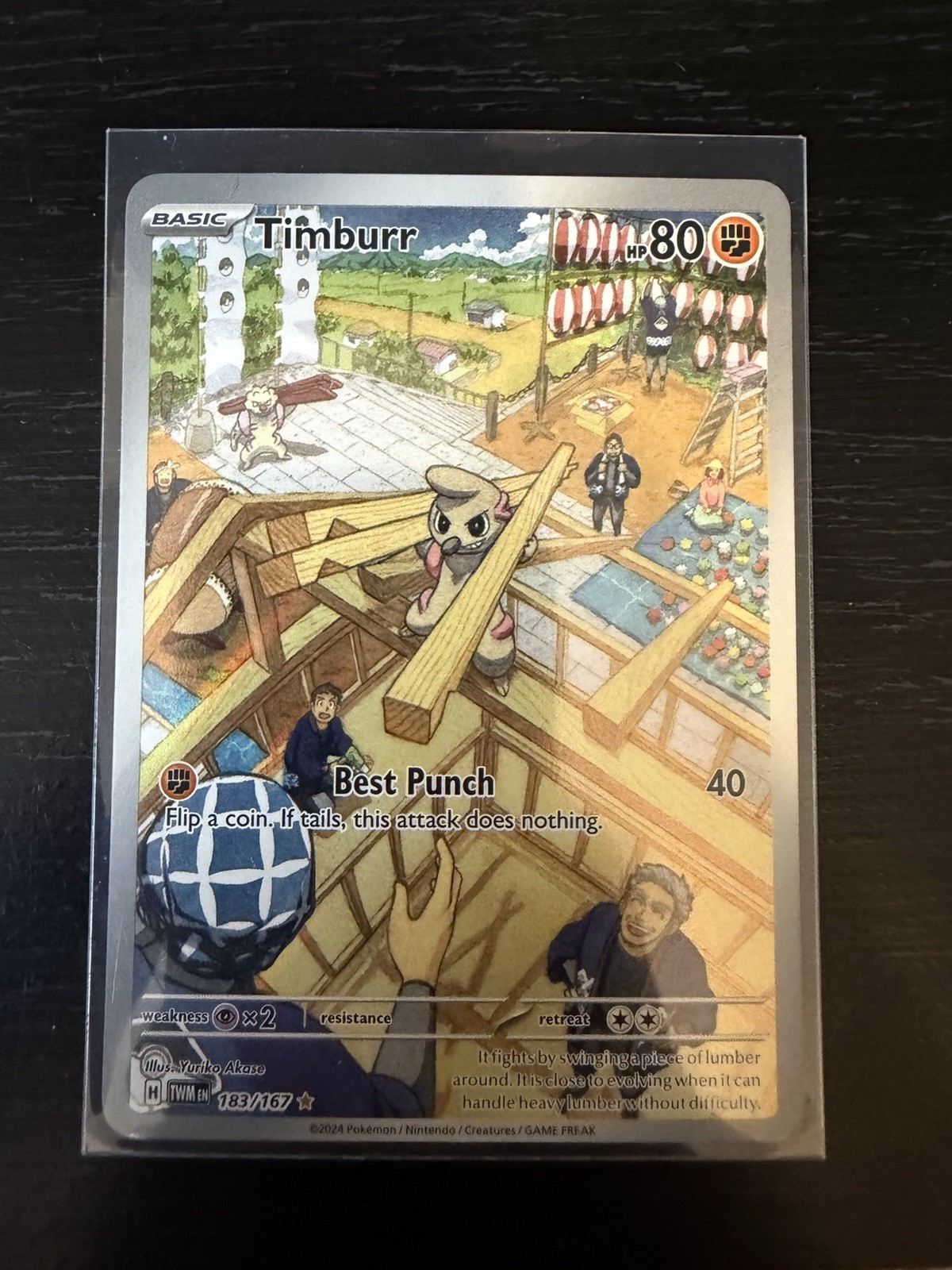 Pokemon TCG Timburr 183/167SV06: Twilight Masquerade Holo Illustration Rare