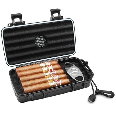 Elegant Portable Cigar Case - Waterproof & Crushproof for 5 Cigars & Accessories