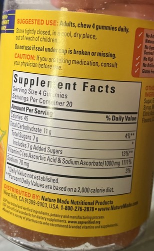 Nature Made Maximale Stärke Dosierung Vitamin C 1000 mg 80 Stück Ablaufdatum 02/2026 - Bild 2 von 2