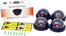 Fake Security Cameras with LED Light, 4 Pack Indoor Outdoor Simulated CCTV Video