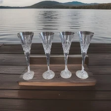 Set Of 4 Gallia by Rogaska Crystal Flared Toasting Flutes Made In Slovenia