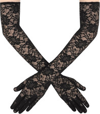 Lace Gloves for Women Long Lace Gloves Elbow Length Gloves Opera Gloves Black