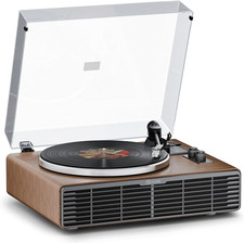 Vinyl Record Player with Speakers, Bluetooth Turntable with AT-3600L Magnetic Ca