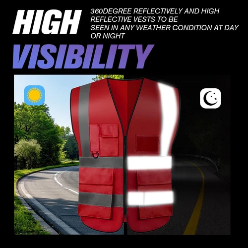 Safety Vests 20 Pack,Hi Vis Construction Vest with 5 Pockets image 5
