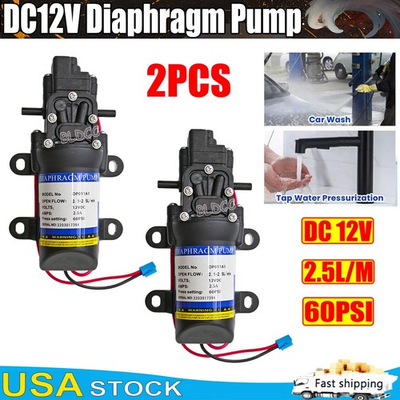 #ad 2Pack High Pressure 12V 60PSI Diaphragm Pump Self Priming RV Camper Marine Boat $59.99