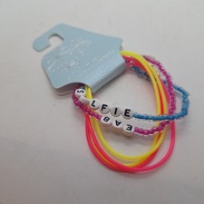 Tween Colorful Kids Plastic Or Elastic With Heart Bracelet Set About 7"