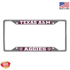 FANMATS 14895 Texas A M Aggies Chrome Metal License Plate Frame, Team Colors, 6.