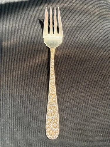 S Kirk & Son Sterling Silver 6 1/4" Repousse Salad/Dessert Fork