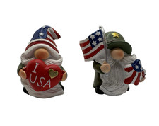 Hodao 2 Pcs Patriotic Gnome Decorations - I Love USA and Stars  Stripes Elves