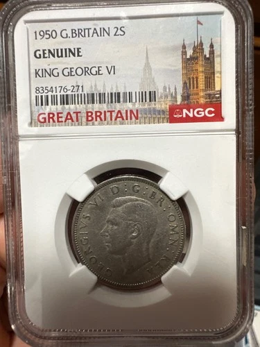 1950 Great Britain 2 Shilling Florin NGC Genuine George VI 8354176-271