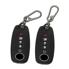 2 Pack for Nissan Key Fob Cover with Keychain, 5 Buttons Silicone Rubber Key